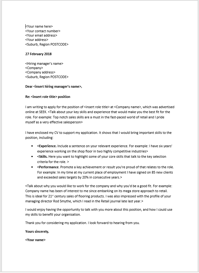 How to write an application letter nz